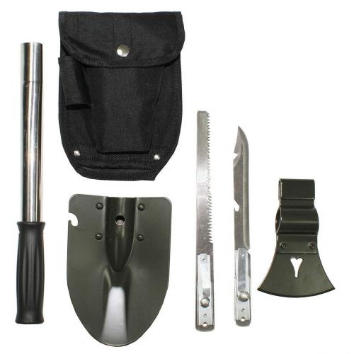 Multitool 6 in 1 Spaten Axt Messer Säge Multifuntionswerkzeug Set mit Tasche MF
